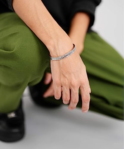 Lionheart LH-1 Reverse Round Hawaiian Bangle, Surgical Stainless Steel 316L (Hyperallergic), Silver