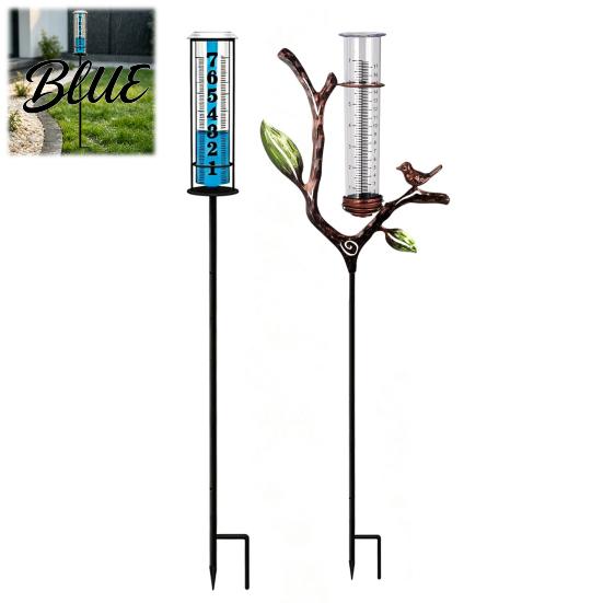 Decorative Bird Rain Gauge Outdoor Metal with Stake 7 Inch Tube Weather Resistant Plastic Measuring Gauge Branch Measure Tool for Garden Lawn Patio