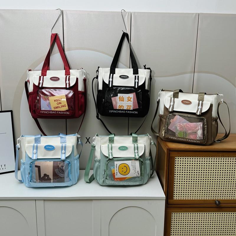 Women's Large Capacity Handbag Color Block Student Shoulder Bag