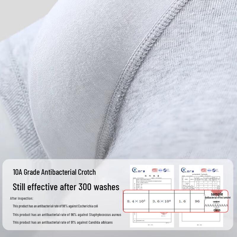 FitonTon Men's Pure Cotton Antibacterial Boxer Briefs 3-Pack