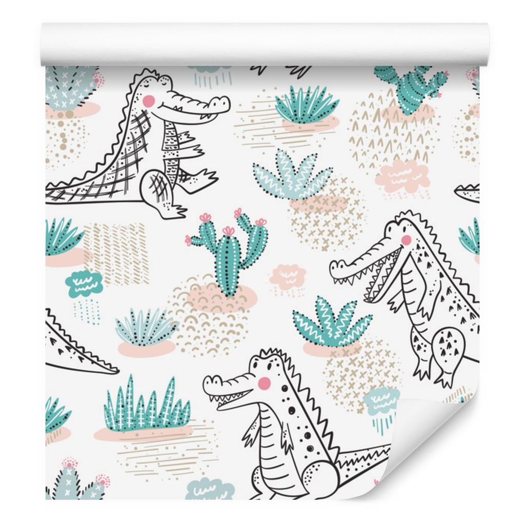Crocodile cacti and flowers wallpaper for living room and bedroom 50x1000