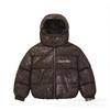 Womens Black Leopard Print Hooded Cotton Coat Casual Commute Short Thick Warm Waterproof Winter Jacket