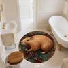 Pinecone Animals,Round Area Rug,Carpet Rug for Living Room Bedroom Sofa Playroom Decor,Non-slip Floor Mat
