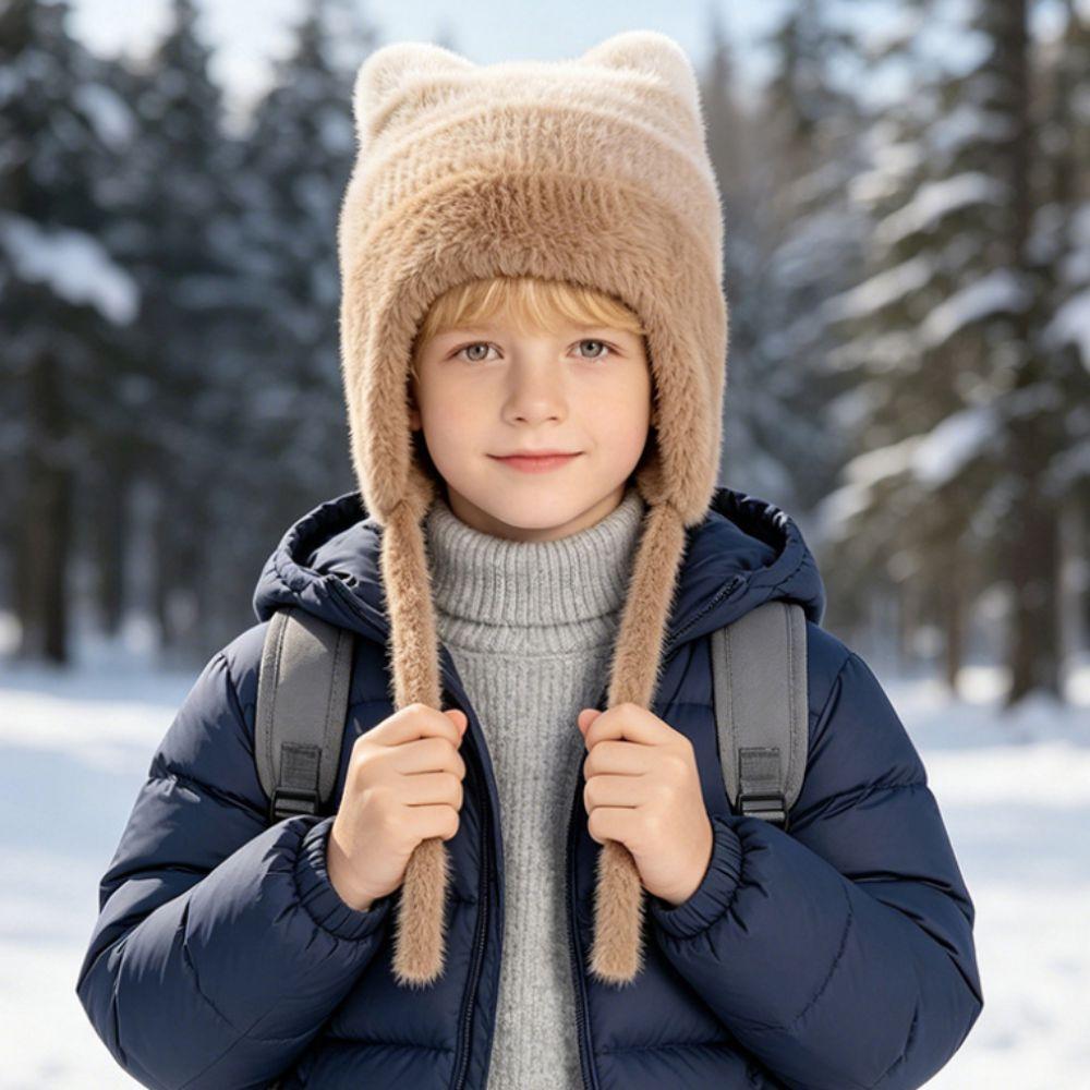 Cute Cat Ear Ear Protection Hat Keep warm Plush Warm Hat Cute Beanie Hat  Winter