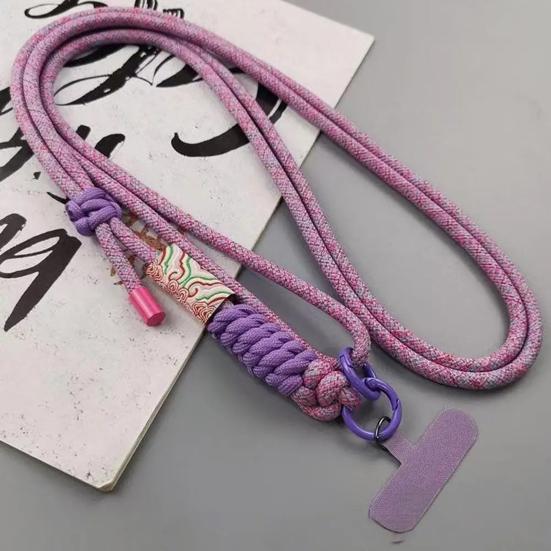 Adjustable Phone Lanyard with Auspicious Clouds Pattern Long Crossbody Strap Anti-loss Phone Tether Fashionable Phone Accessory