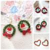Retro Mistletoe Christmas Earrings Bowknot Heart Ear Studs Sweet Plush Xmas Pendant  Unisex