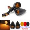 1 Pair Black/Chrome Motorcycle 12V Amber Mesh Lens LED Turn Signal Brake Light Universal 10mm Aluminum Housing