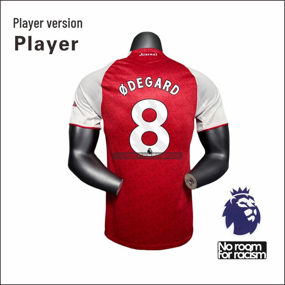 2025-2026 Arsenal Home Player Edition Jersey: Saka No. 7, Rice No. 41, Domann No. 56