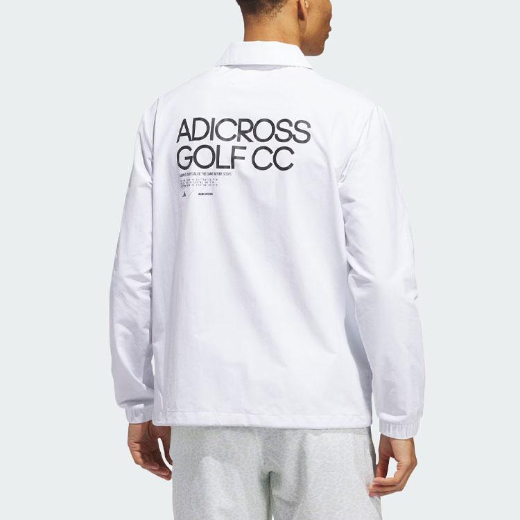 Adidas Adicross Coaches Jacket Letter Print Single-Breasted Golf Sports Long Sleeve Jacket Men Jacket White IN9258