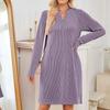 Women's Fall Winter Ribbed Knit Dress Casual Long Sleeve V Neck Mini Dress Loose Pullover Sweater Dress with Pockets