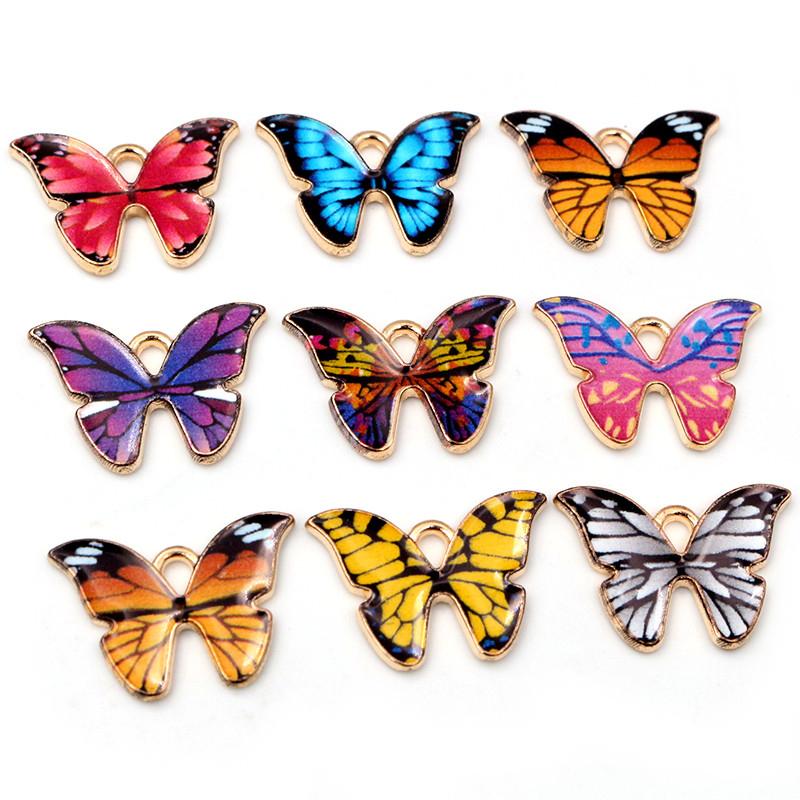 10pcs 21x15mm 19x16mm Colorful Butterfly Charms Pendant Enamel Metal Charms Necklace Bracelet DIY Jewelry Making Accessories
