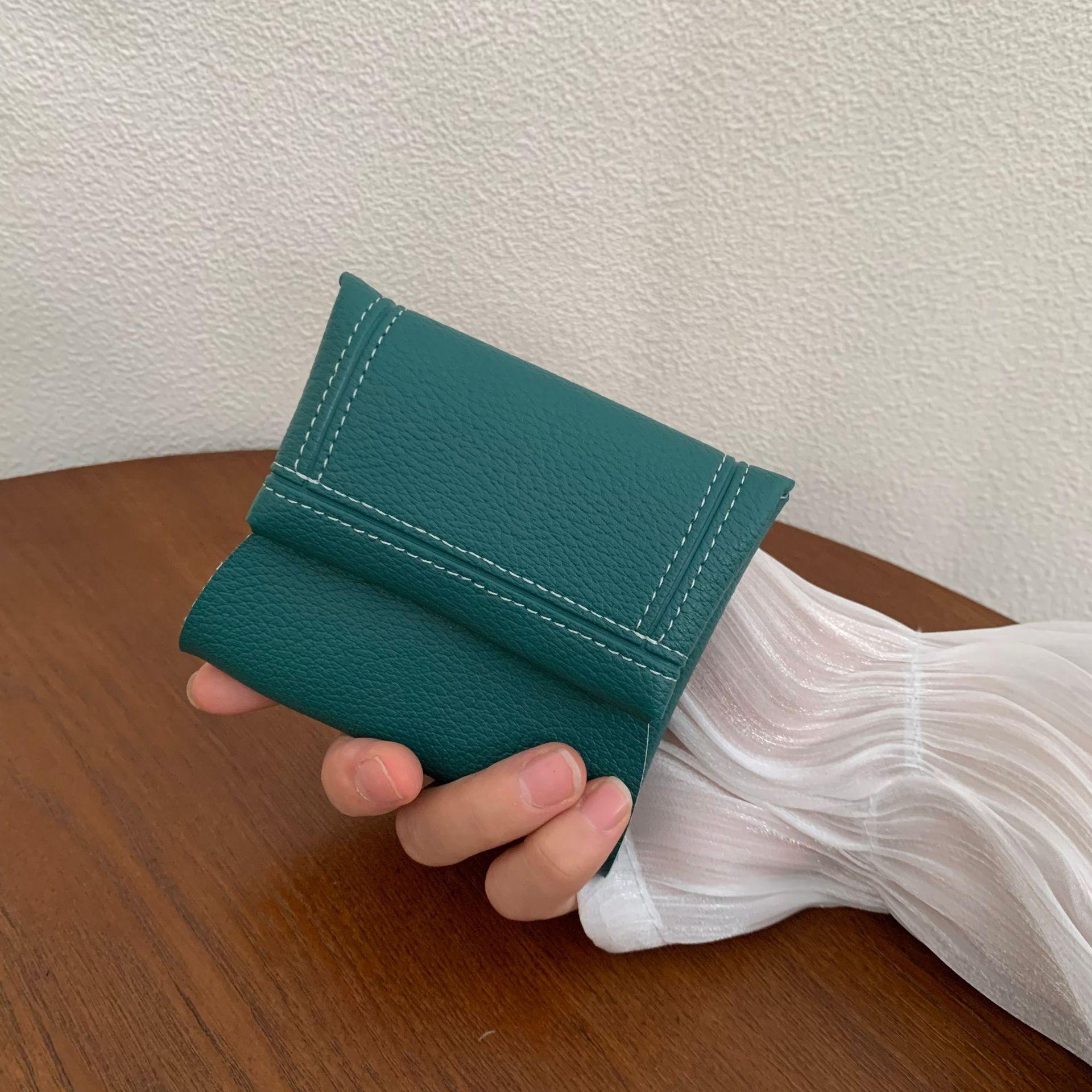 

Женский кошелек ins женский маленький кошелек женский с высоким чувством, маленький складной кошелек короткая монетница темно-зеленого