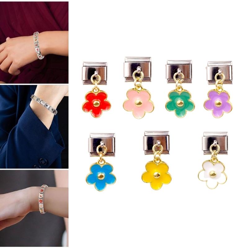 Pack of 7 Multifuntional Bracelet Band Link Tool Stainless Steel Flower Modular Connection Bracelet Charm for Jewelry