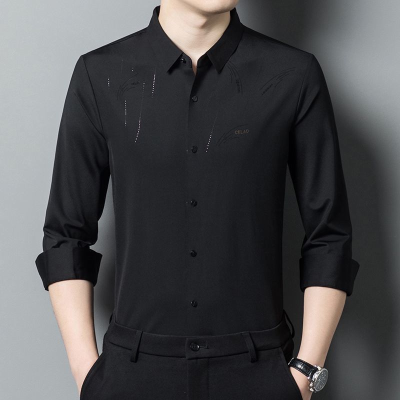 Autumn Men's Shirt Straight Square Collar Youth Long-sleeved Business Gentleman Shirt