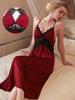 Detachable Chest Pad Summer Ladies Ice Silk Satin Sexy Brdal Long Nightdress