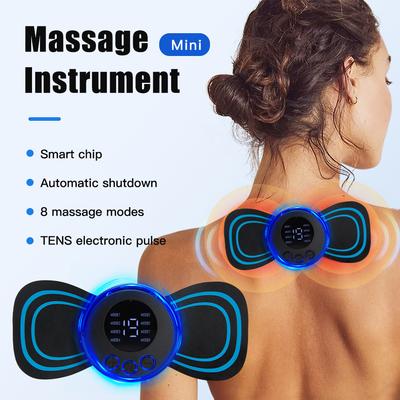 Mini Massageador Elétrico de Pulso para Pescoço EMS com Display LCD 8 Modos Patch de Massagem Cervical Ferramenta de Alívio da Dor Muscular Massageador Corporal Portátil