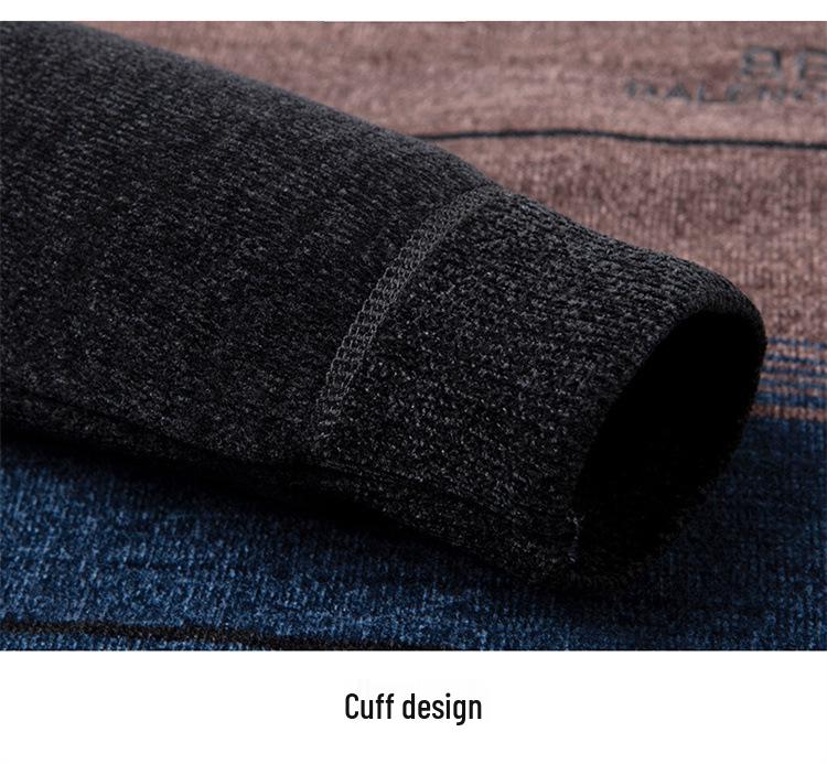 Men's Plus Velvet Thickened Chenille Sweater: Warm Winter Knitwear for Middle-Aged and Elderly Dads