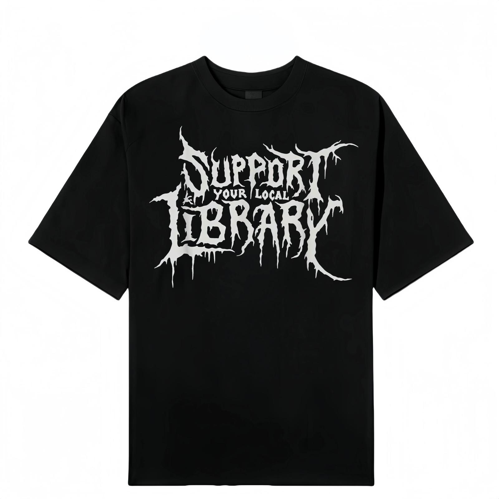 Cotton Death Gothic Print Support Your Local Library Style Lover T-Shirt Unisex S разноцветный