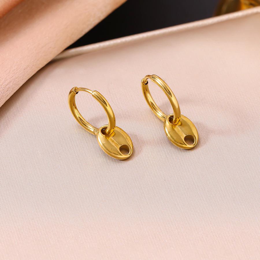 Exquisite European Retro Titanium Jewelry Set: Coffee Bean Bracelet, Necklace & Earrings