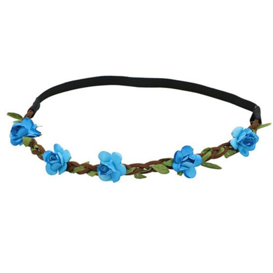 

Повязка на голову с цветочным принтом в стиле бохо, праздничная вечеринка, свадебная повязка для волос с гирляндой для леди синий