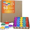 50pcs Unscented Assorted Colors Tealights Candle - 4+ Hour Burn Time - Clean-Burning Palm Votive Smokeless Tealights Candles for Home, Shabbat &