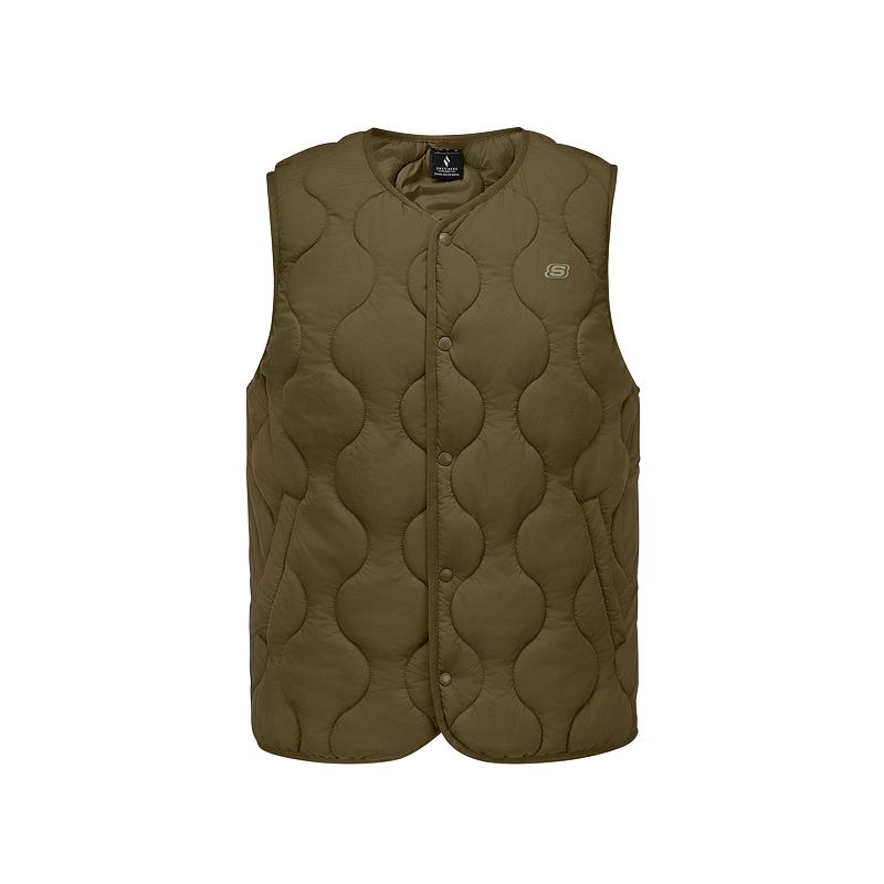 Skechers Logo Solid Color Comfortable Simple Vest Unisex Vests Desert-Palm L425U092-01EX S