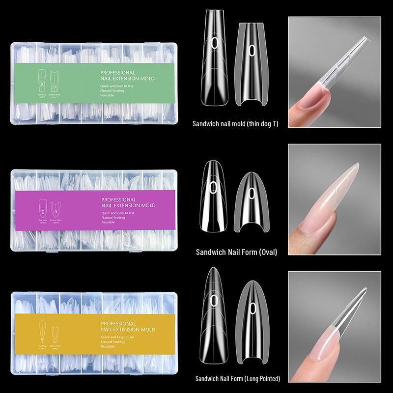 Transparent Oval Nail Extension Molds - 240 Pieces Transparent Sandwich Nail Mold (Oval) - 240 Pieces