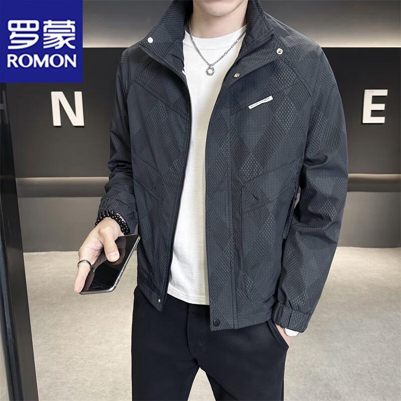 ROMON Men's Spring/Autumn Stand-Collar Casual Utility Jacket