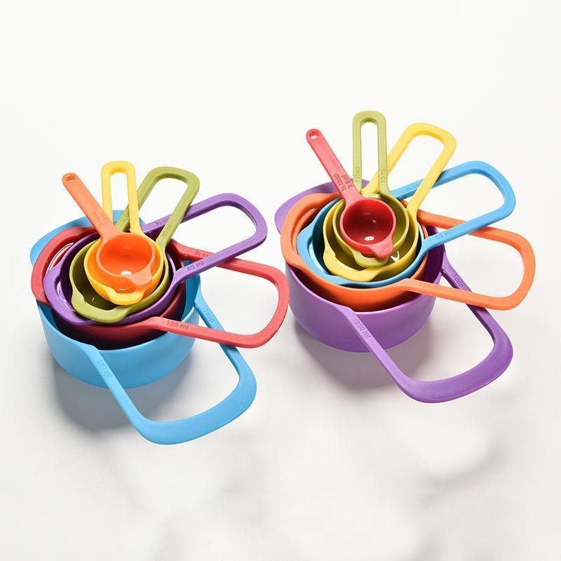 6Pcs Rainbow Color Measuring Spoons Set Plastic Measuring Cups Baking Cooking Dishwasher Safe Kitchen Baking Tool