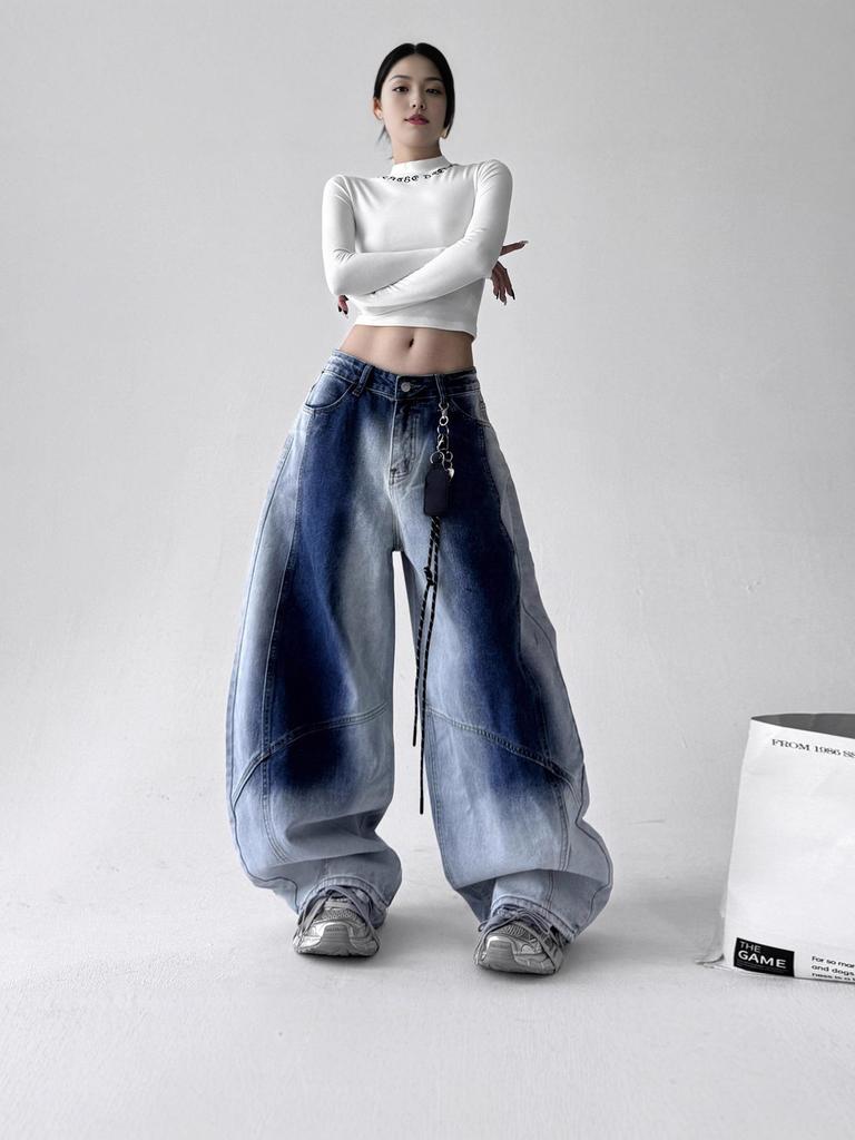 Summer Trendy Retro Gradient Loose Casual Denim Pants