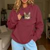 Women's Color Hooded Sweatshirt Loose Fit Long Sleeve Pullover for Couples