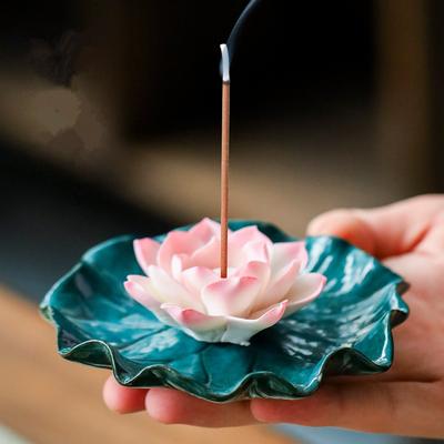 Ceramic Household Antique Lotus Aroma Incense Burner Plate Incense Holder Aromatherapy Furance Buddha Chan