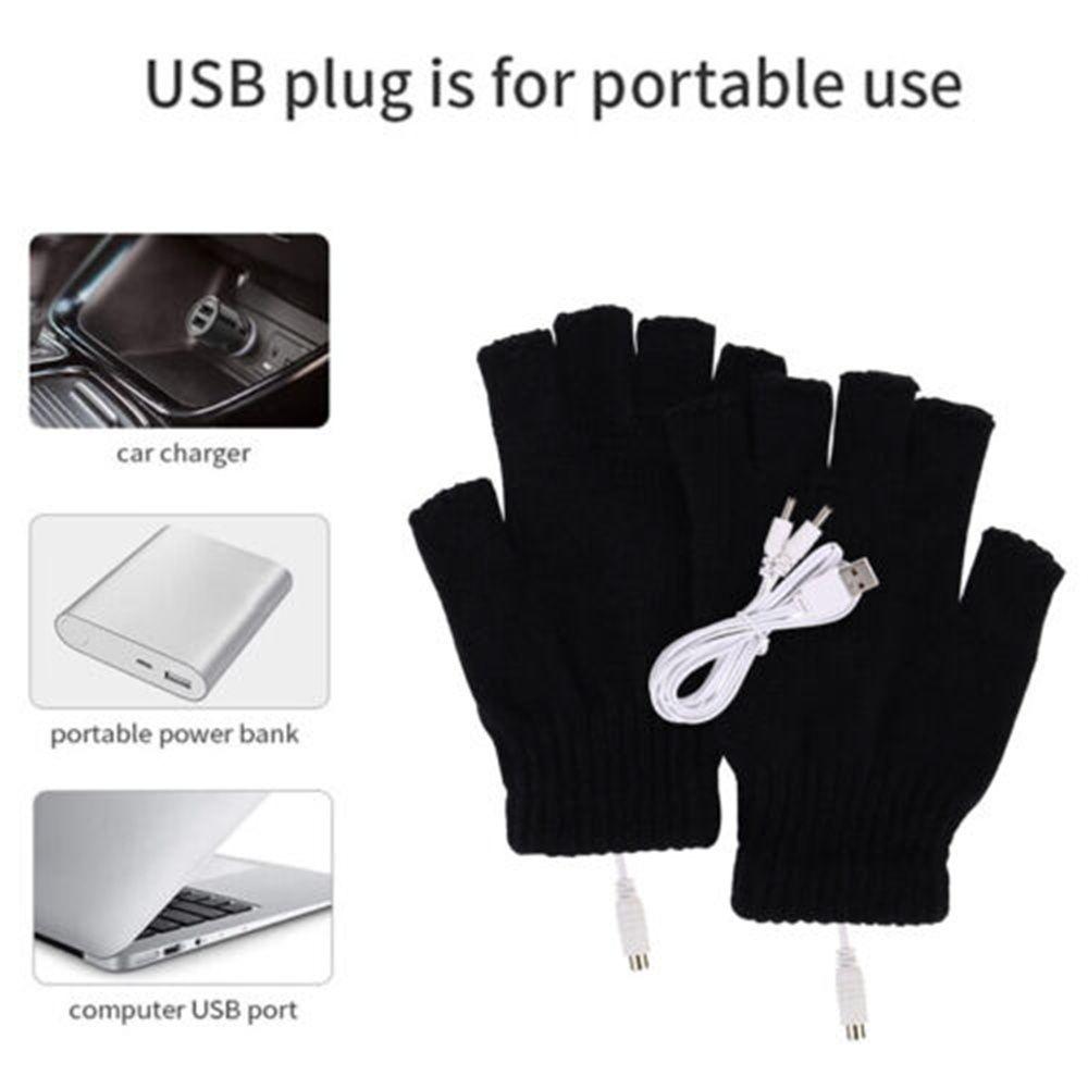 USB Winter Full&Half Finger Gloves Knitted Mitten Electric Heating Gloves Heated Gloves