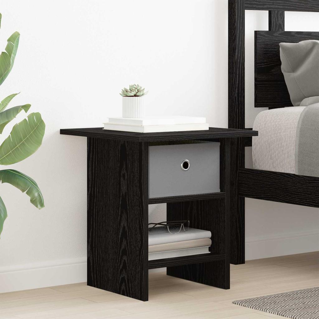 Nightstand Set of 2 Black Oak Effect 41 X 40 X 45 Cm