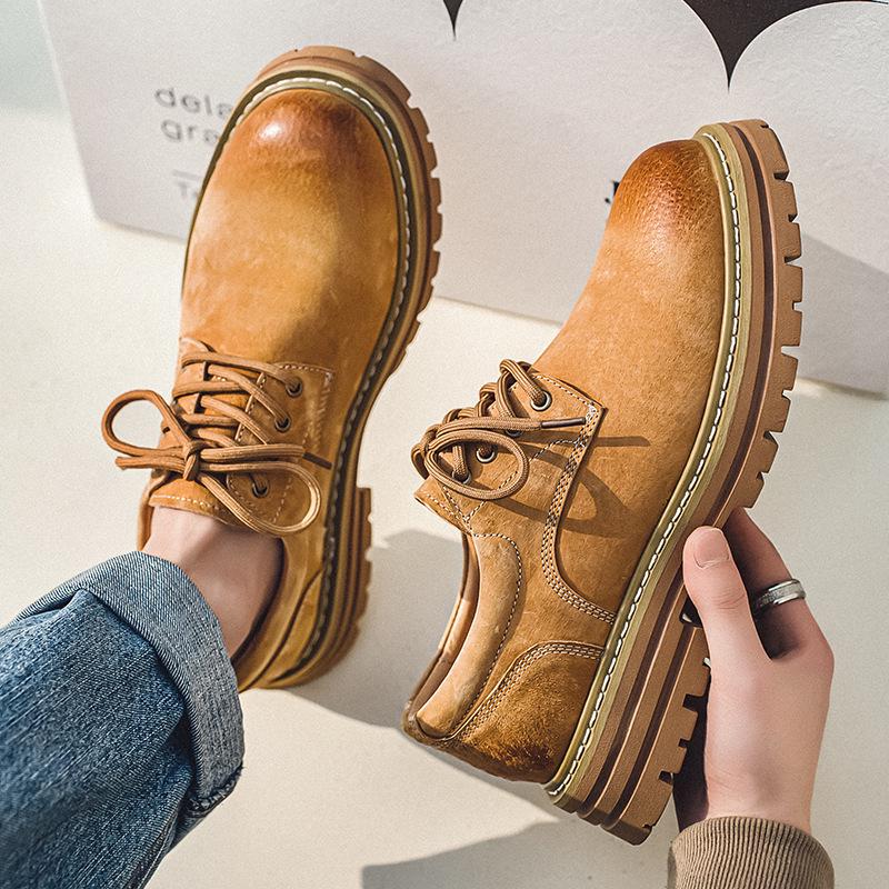 Herren Retro Britischer Stil Low-Top Mattierte Lässige Wanderschuhe - Sommer Vielseitige Dicksohlige Trendige Outdoor-Schuhe