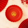 4Pcs Red Wedding Snack Tray Round Plastic Chinese  Year Nut Fruit Plate Chinese Thickened Serving Tray Entertainment