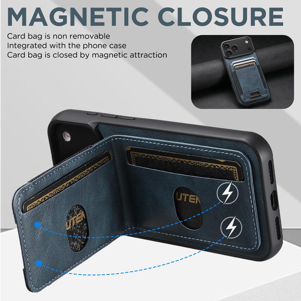 Compatible Leather Case for Apple 17 Pro Max, Google 10 Pro XL, Samsung - SIM Card Holder & Stand