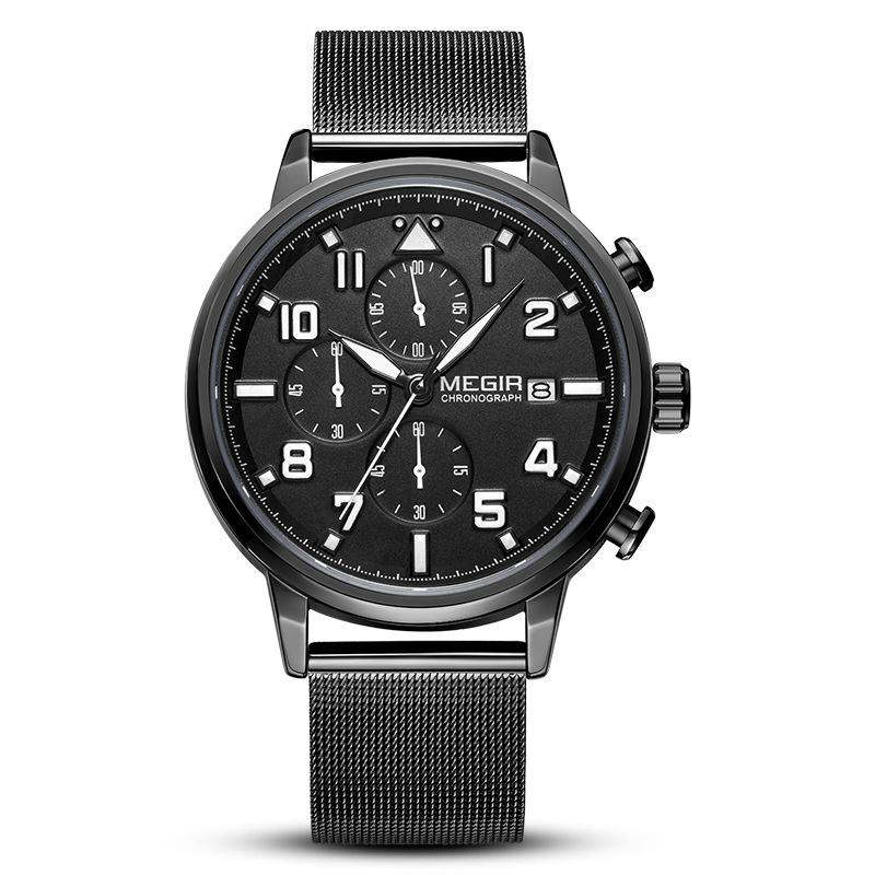 Watch Men'S Multifunctional Chronograph Waterproof Steel Belt Sports Quartz Watch 2157