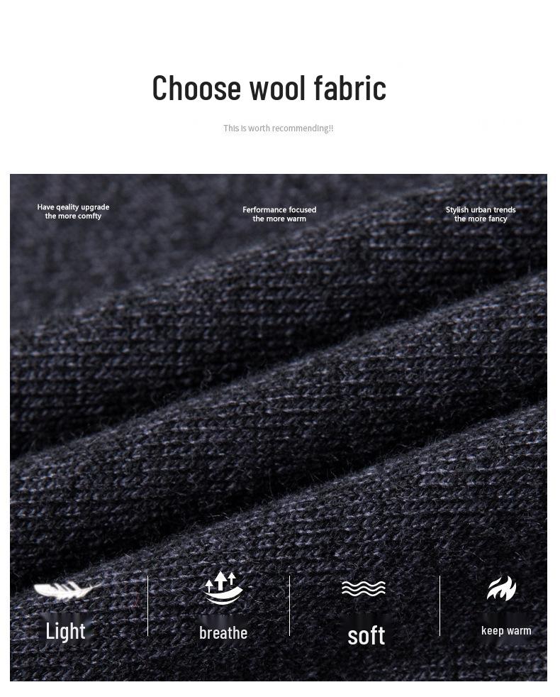 Men's Wool-Blend Cardigan: Solid Color Turn-Down Collar Knitted Sweater