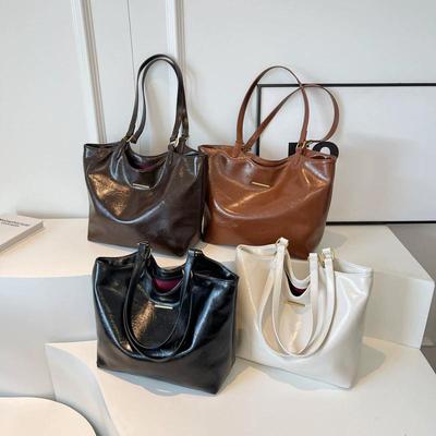 Designer Shoulder Bags for Women Large Capacity Tote Bag Winter Vintage Solid Color Zipper Travel Retro Handbag Purse
