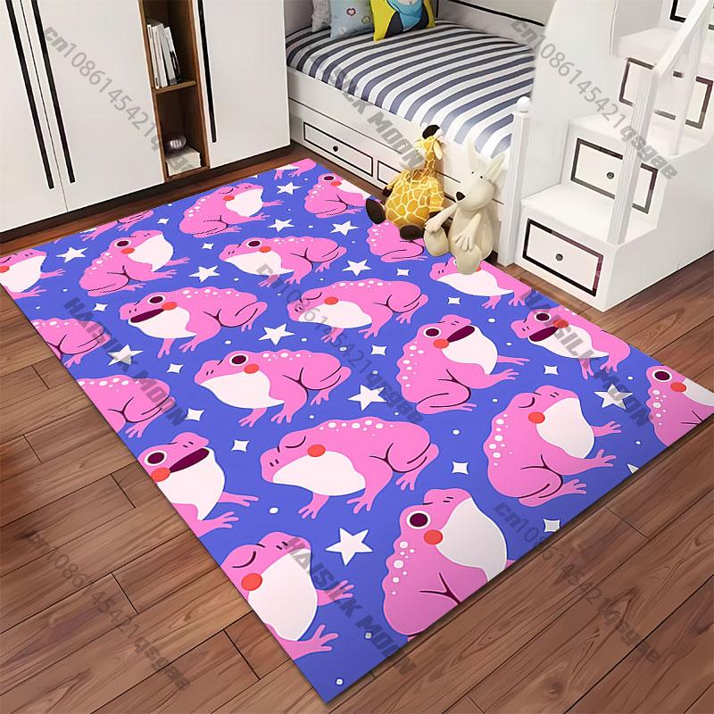 Pink frogs patterned design carpet Yoga living room room decor children's crawling mat doormat area rug games mat