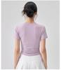 Women's Slim-Fit V-Neck Drawstring Top: Fashionable, Versatile, Soft Texture, Short-Sleeved T-Shirt, Complements All Skin Tones.