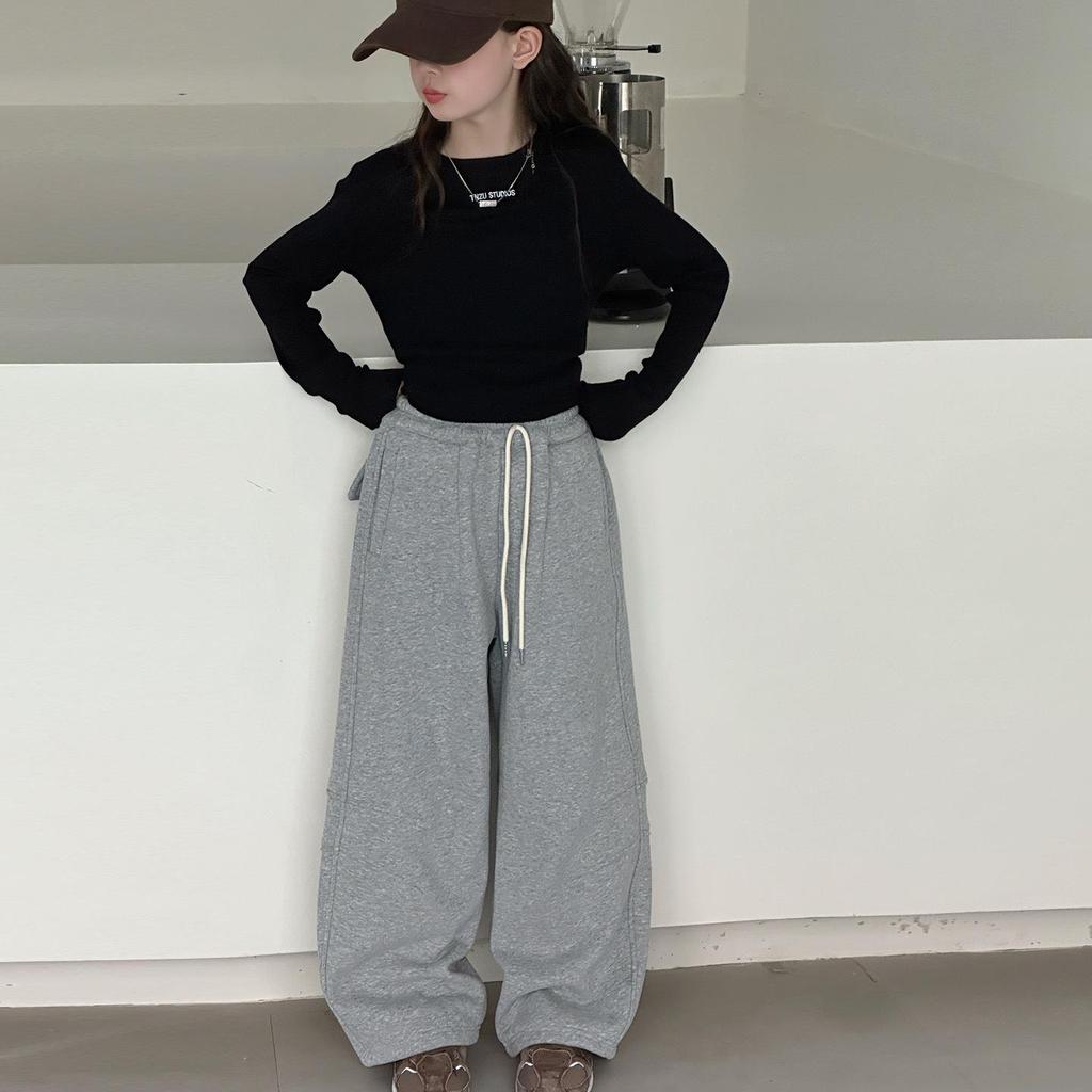 2025 Girls' Fleece Sweatpants: Spring & Autumn Casual Sports Style