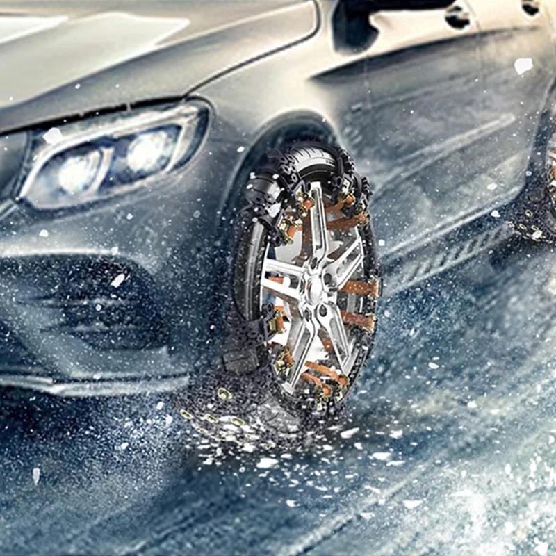 Heavy Duty Winter Snow Chains for Cars SUVs Trucks Universal TPU Anti Slip Tire Chain with Quick Lock System