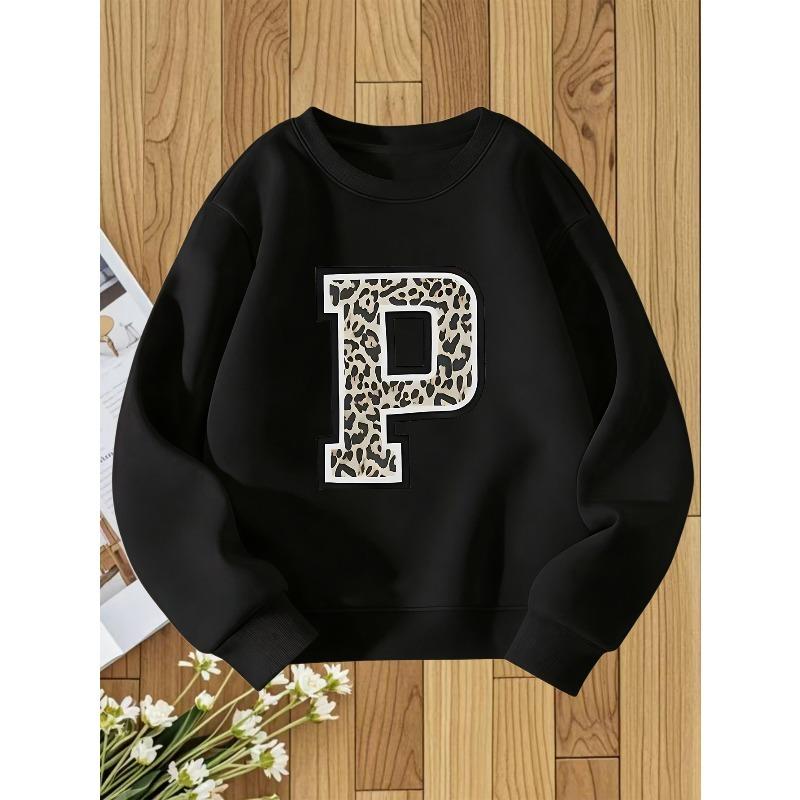 European sizes Kids Round Neck Hoodie Fashion Print Versatile Top 110