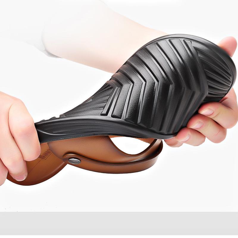 Обувь Мужские летние новые спилковые кожаные нескользящие пляжные мужские сандалии — фото 3