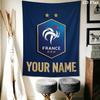 Custom Name France Football Wall Tapestry Aesthetic Wall Hanging Printed Fabric Blanket Decorative Tapestries for Bedroom Living Room Home Decor