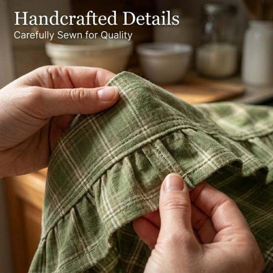 Oven Skirt Handmade Farmhouse Oven Cover with Ruffle Trim under Stove Easy Installation Oven Hideaway Curtain Kitchen Decor