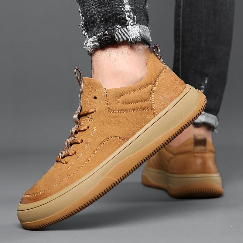 Classic Lace-Up Genuine Leather Skate Shoes Men 2024 New Arrival Male Comfortable Sneakers All-match Men Casual Driving Shoes