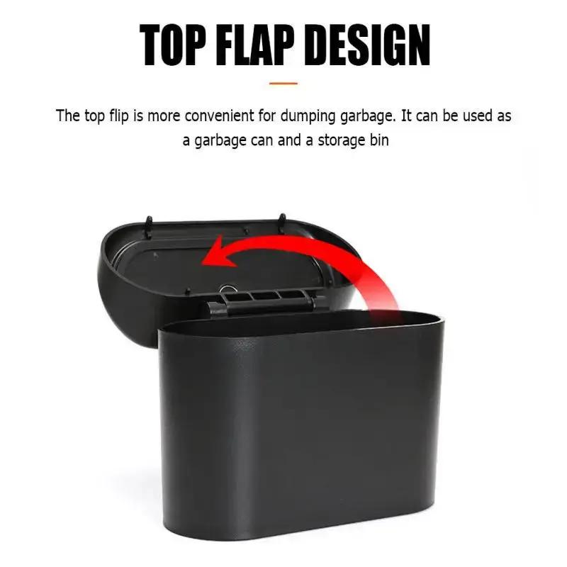 Top Quality Car Bin Hanging Vehicle Trash Garbage Dust Case Storage Box Black Square Pressing Type Can Auto Interior Accessories